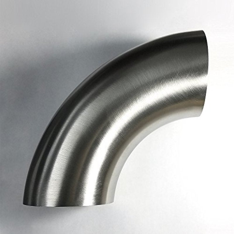 90 degree stainless steel mandrel bend with 1.88 inch diameter and no legs for custom fabrication