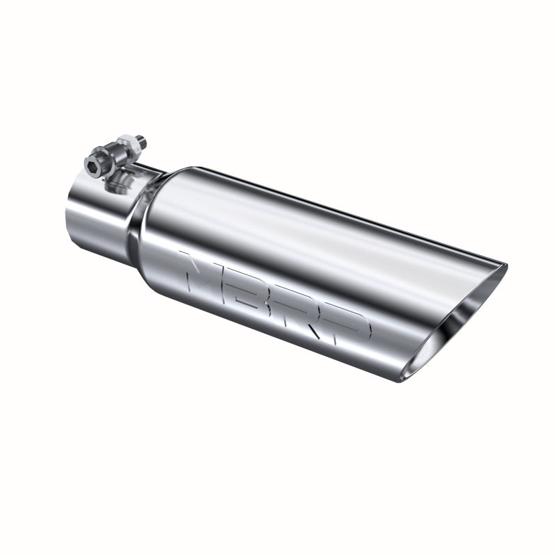Polished T304 stainless steel dual wall angled exhaust tip with 3 inch outlet and 2 inch inlet