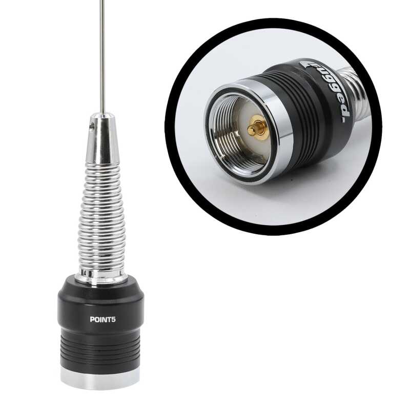 Rugged Radios POINT5 GMRS and UHF tuned whip antenna with no ground plane NGP design.
