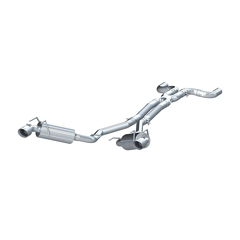 MBRP Armor Plus dual cat-back exhaust system with T409 stainless steel tubing and round tips for 3.6L Camaro