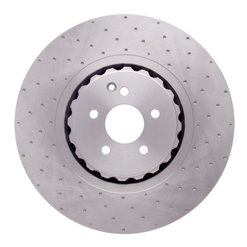 DFC 650-63081 dimpled front brake rotor showing precision machining and venting for Mercedes-Benz AMG models.