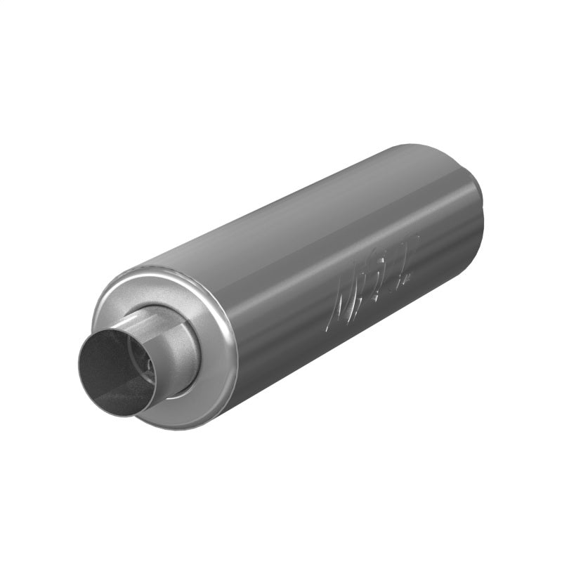 MBRP XP Series T409 stainless steel universal chambered muffler with 3-inch inlet and outlet.