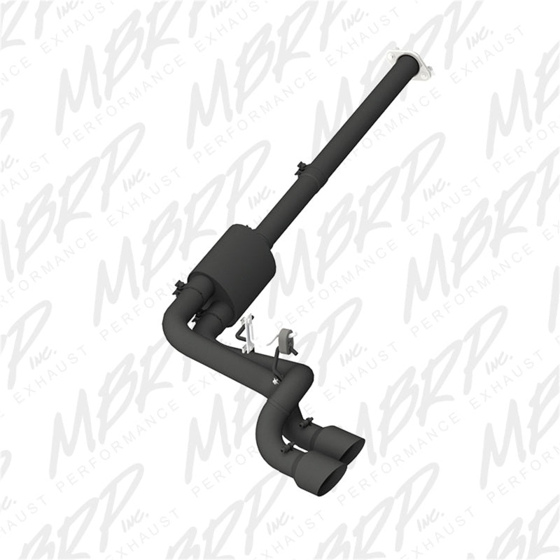 MBRP ARMOR BLK series cat-back exhaust system with dual black 4.5 inch pre-axle tips for 2009-2014 Ford F-150