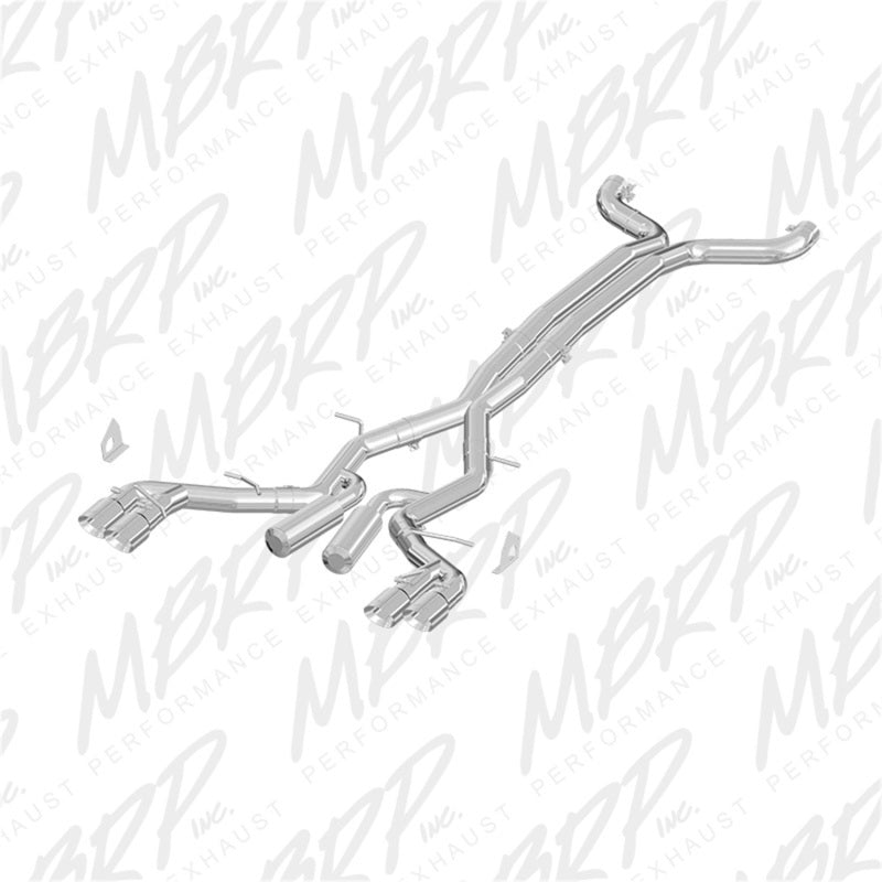 MBRP Armor Lite 3-inch aluminized race dual cat-back exhaust with 4.5-inch quad dual-wall tips.