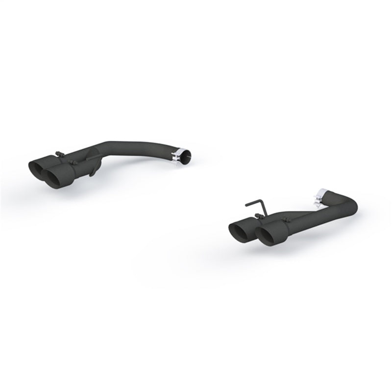 MBRP ARMOR BLK axle-back exhaust with black 2.5-inch tubing and 4-inch dual wall tips for 2018-2023 Mustang.