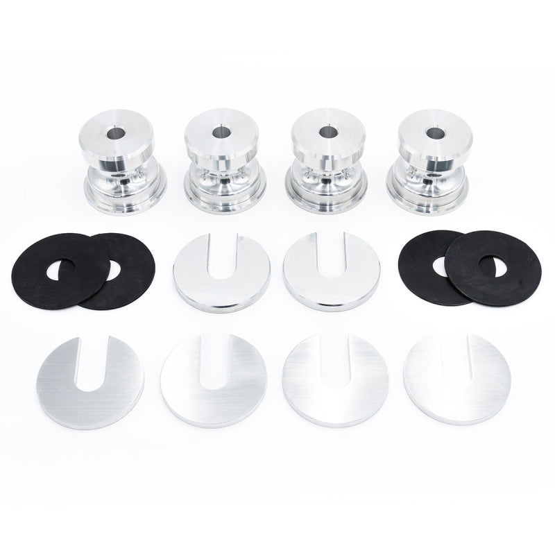 SPL Parts CNC machined 6061 aluminum solid subframe bushings and shim kit for 2013-2026 Subaru BRZ and Toyota GR86.