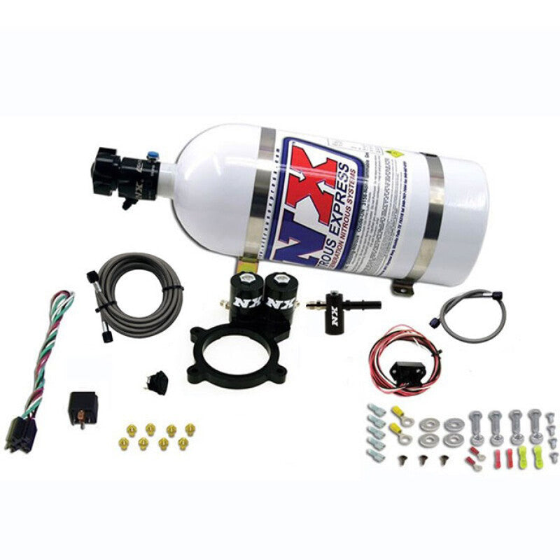 Nitrous Express billet nitrous plate system with 10lb bottle and integrated solenoids for 2021+ Ford F-150 5.0L.