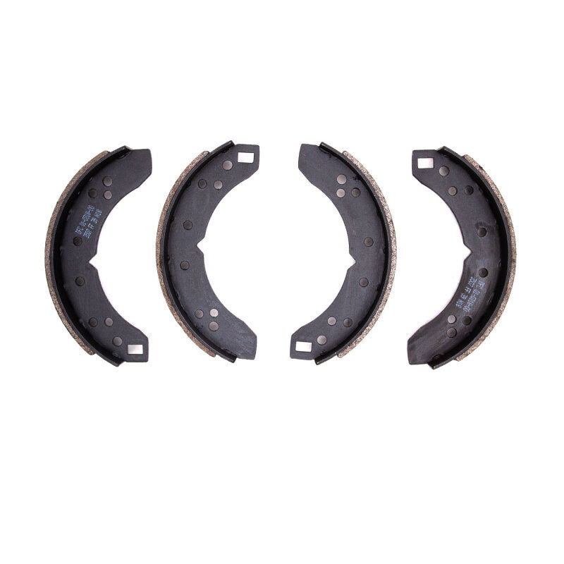 DFC Premium Service rear brake shoes with black anti-rust finish and semi-metallic friction material.