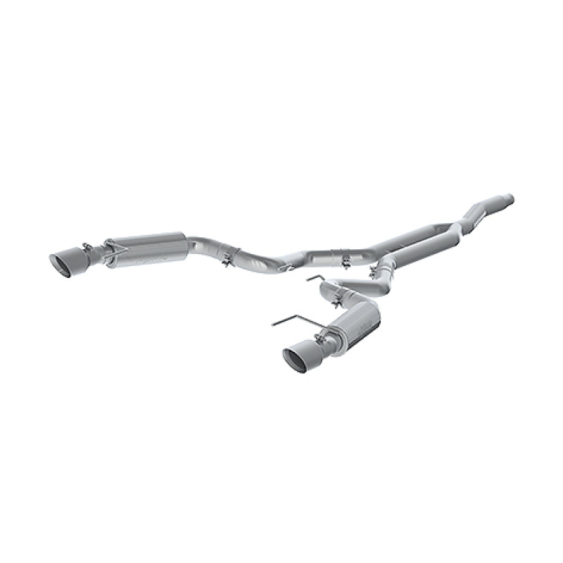 MBRP Armor Lite 3-inch aluminized steel cat-back exhaust system for Ford Mustang EcoBoost with dual rear exit tips.