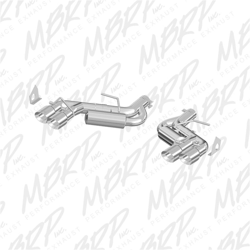 MBRP ARMOR PLUS 3-inch T409 stainless steel race axle-back exhaust system with 4.5-inch quad dual-wall tips.
