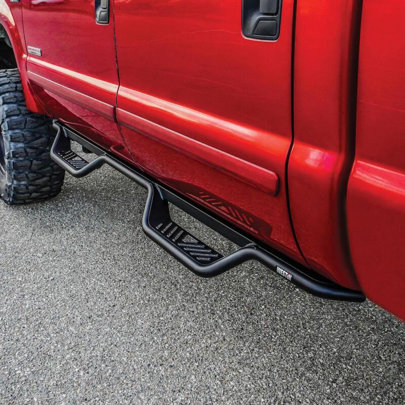 Westin Outlaw Drop Nerf Step Bars; 1.5in Tube; Textured Black - Fits 1999-2016 Ford F-250/F-350 Super Duty Crew Cab
