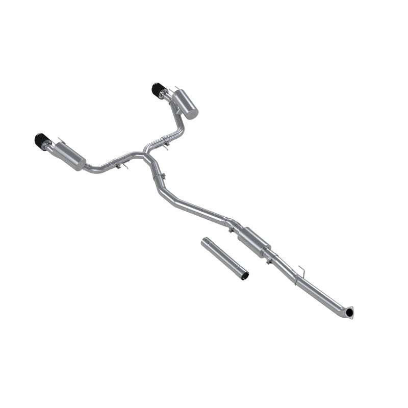 MBRP Armor Pro T304 stainless steel 3-inch cat-back exhaust with dual 4.5-inch carbon fiber tips.