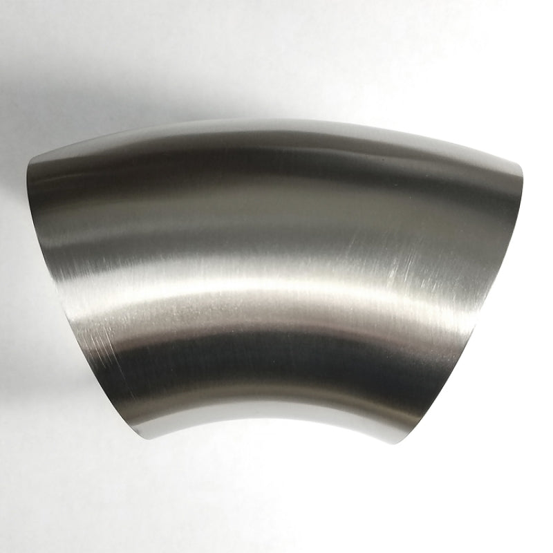 3.5-inch T304 stainless steel 45-degree mandrel bend elbow with 1D 3.5-inch CLR and no-leg design.