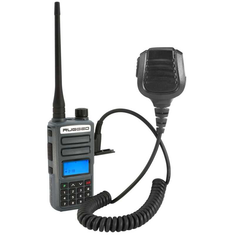 Rugged Radios GMR2 PLUS handheld GMRS radio and coiled cord hand microphone