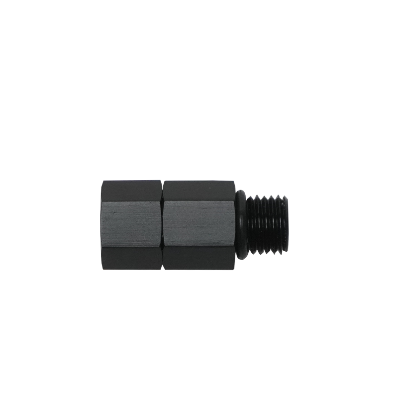 DeatschWerks black anodized -4AN ORB male to female fuel system check valve