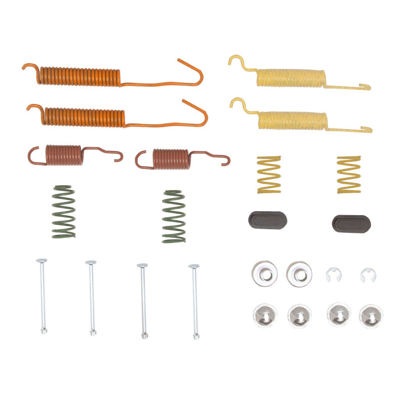 DFC 370-46001 rear drum brake hardware kit with various springs, pins, and retainers for Cadillac and Jeep J20 service.