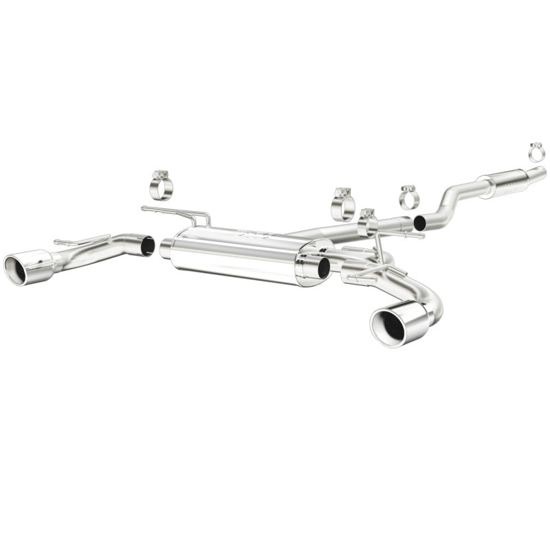 MagnaFlow 15294 Street Series stainless steel cat-back exhaust with dual 4-inch polished tips for 2014-2018 Mazda 3.