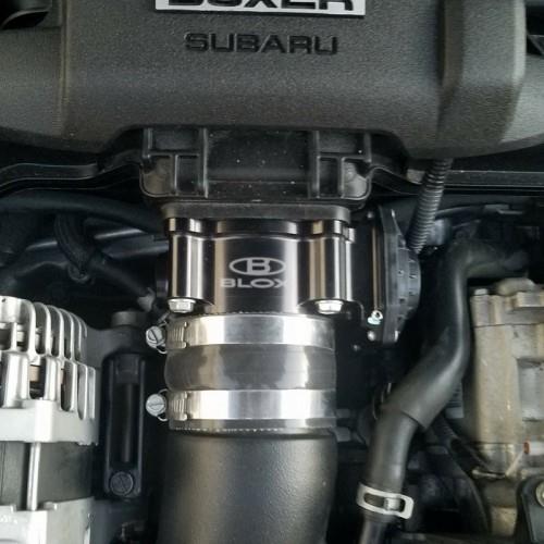 Black anodized 70mm CNC-machined billet aluminum throttle body for 2013-2020 Subaru BRZ and Toyota 86