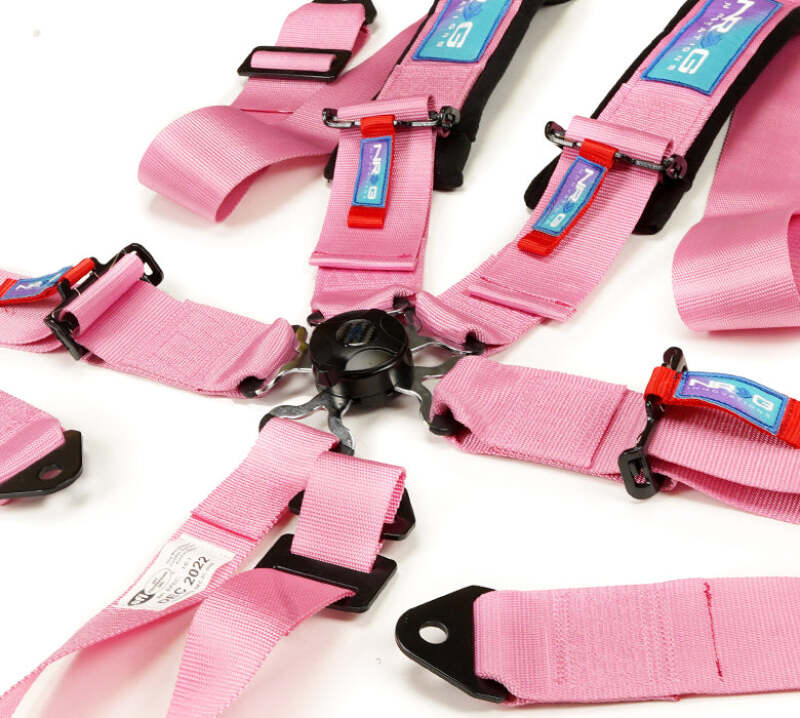 NRG Innovations 5-Point 3in Cam-Lock Racing Seat Belt Harness - Pink
