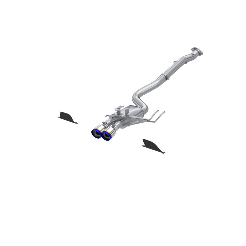 MBRP Armor Pro 3-inch T304 stainless steel cat-back exhaust with dual center rear exit burnt end tips.