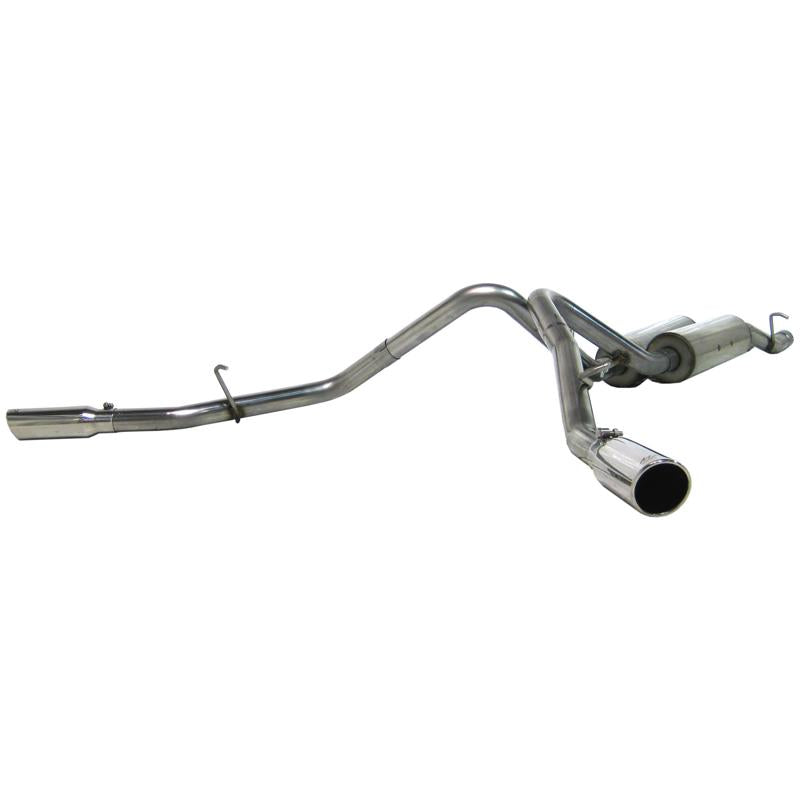 MBRP Armor Plus T409 stainless steel dual split side exit cat-back exhaust system with polished tips.