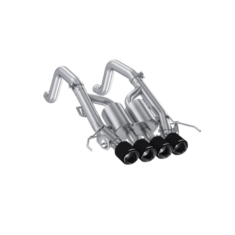MBRP S70073CF 3-inch T304 stainless steel active cat-back exhaust with quad carbon fiber tips for 2014-2019 Corvette.