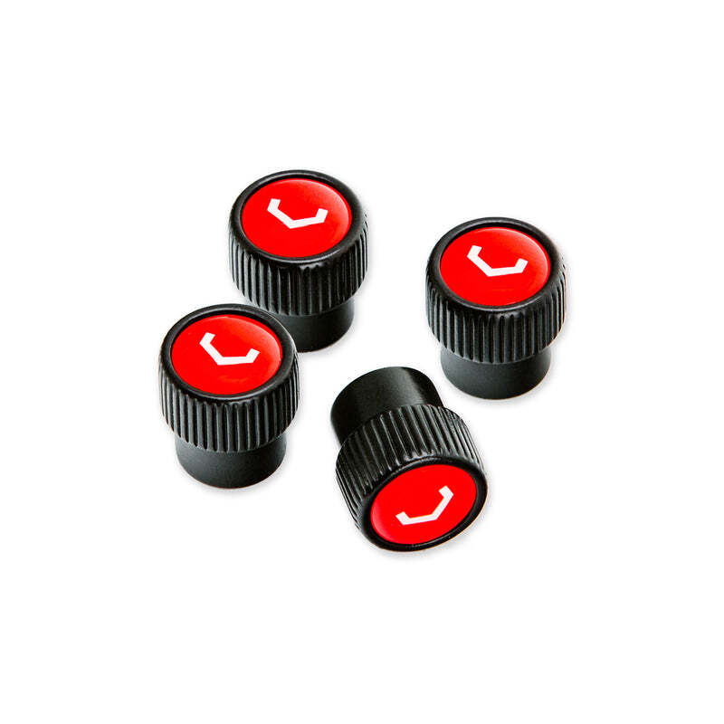 Vossen Classic V Valve Stem Cap Set - Black/Red (ST-VALVE-STEM CAP-1)