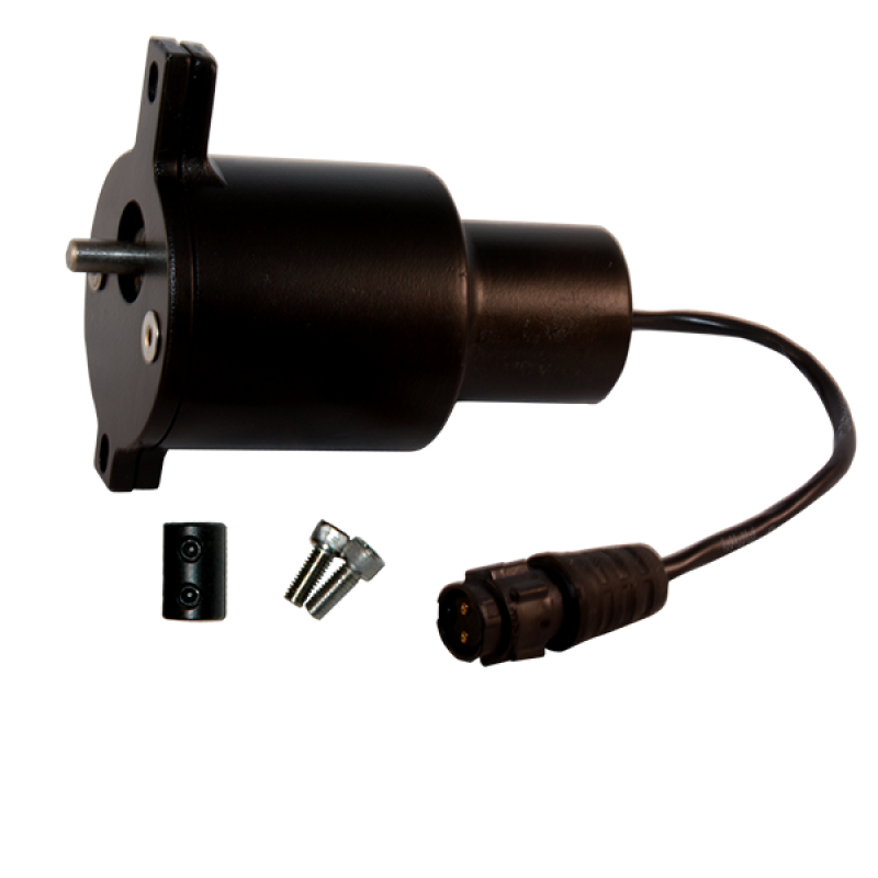 QTP QTEC replacement electric exhaust cutout motor with high-torque gear drive and weather-sealed connector.