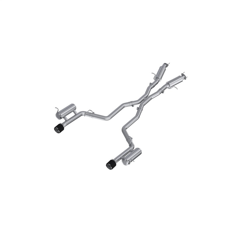 MBRP Armor Pro Series T304 stainless steel cat-back exhaust with 3-inch tubing and dual carbon fiber tips.