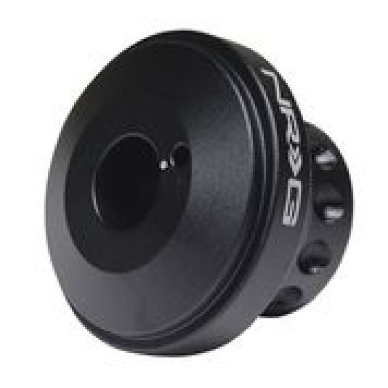 Black anodized NRG Race Short Hub V2 steering wheel adapter for Nissan 240SX S13 and S14.