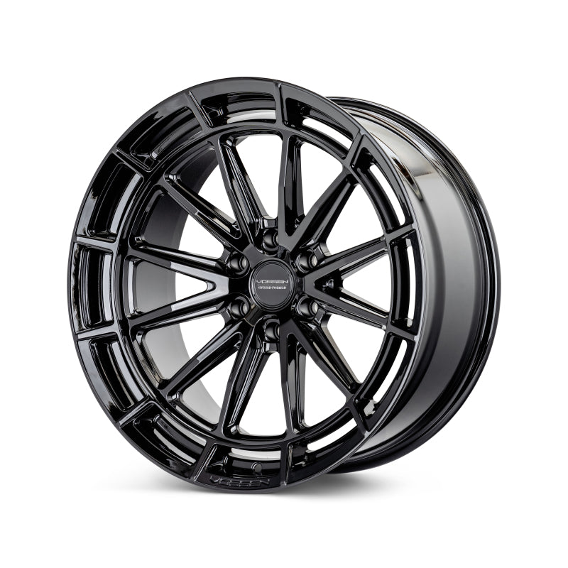 Vossen HFX-5 22x10 gloss black wheel featuring a multi-spoke design and Super Deep Face concave profile.