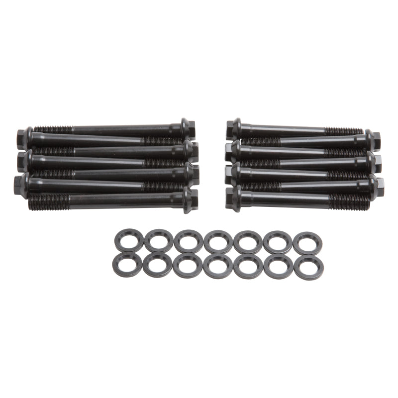 Edelbrock E-Series black oxide cylinder head bolts with E logo stamp for Jeep I-6 engines