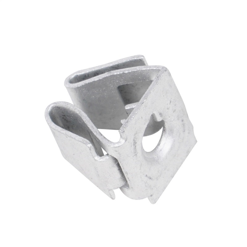 Metal snap-in retaining nut for 2007-2015 Jeep Wrangler JK rear license plate bracket mounting.