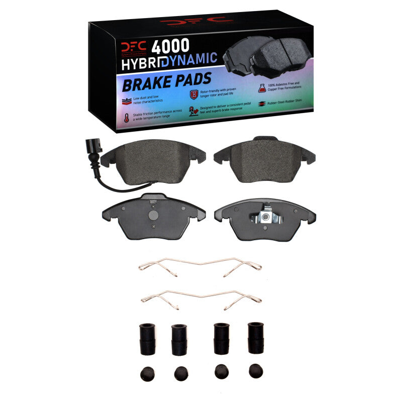 DFC 4000 HybriDynamic front brake pad set and premium installation hardware kit