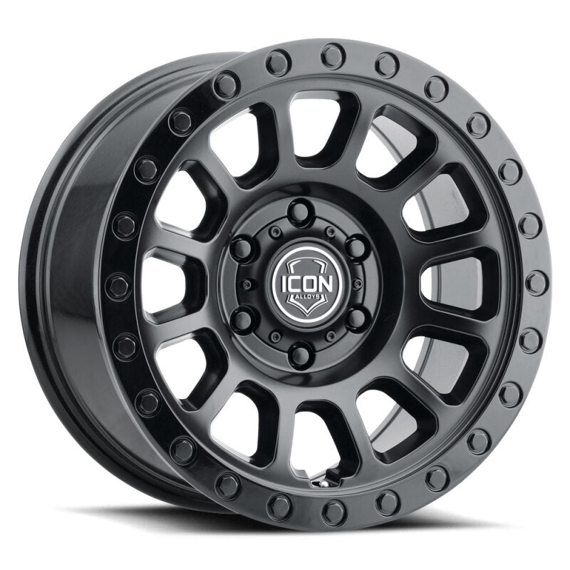 ICON Alloys Hulse 17x8.5 wheel with 6x5.5 bolt pattern and 12-window concave design in double black powder coat.
