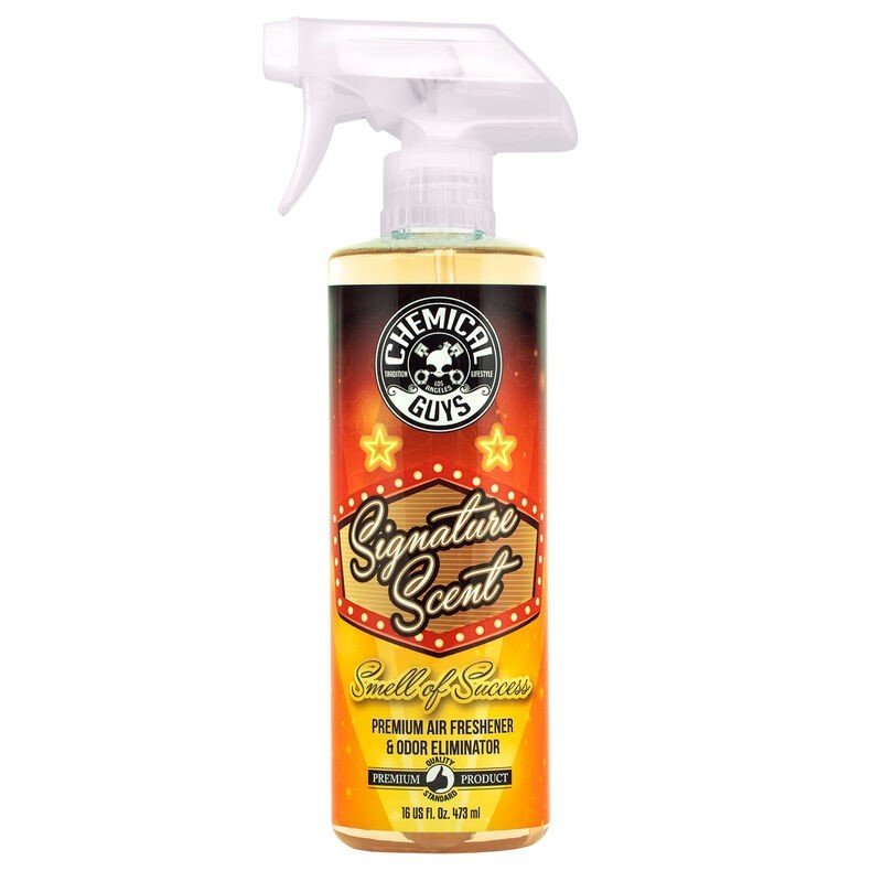 16oz spray bottle of Chemical Guys Signature Scent Air Freshener and Odor Eliminator with clear spray nozzle