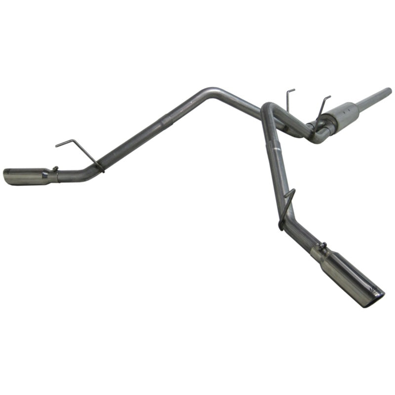 MBRP Armor Lite aluminized steel cat-back exhaust system with dual split side exit and polished tips.