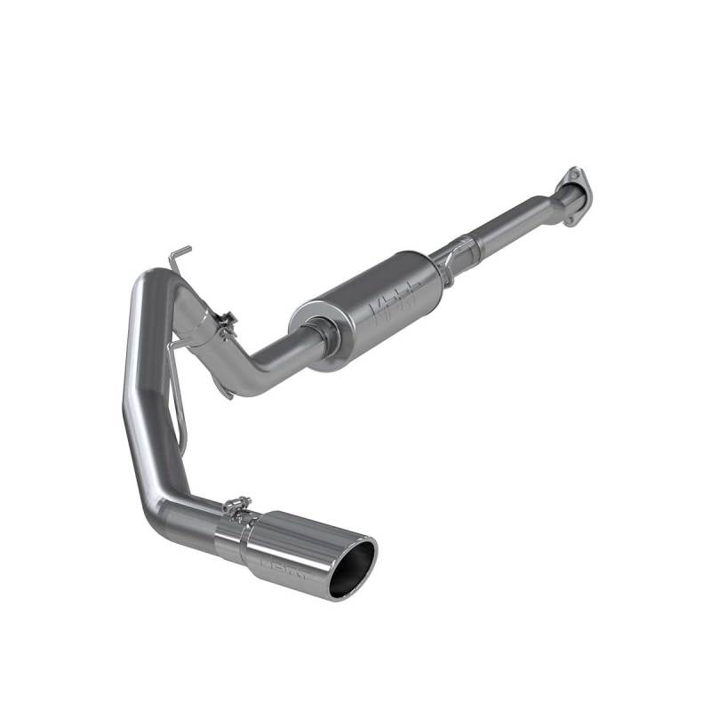 MBRP ARMOR LITE Series aluminized steel single side exit cat-back exhaust system with stainless steel tip.