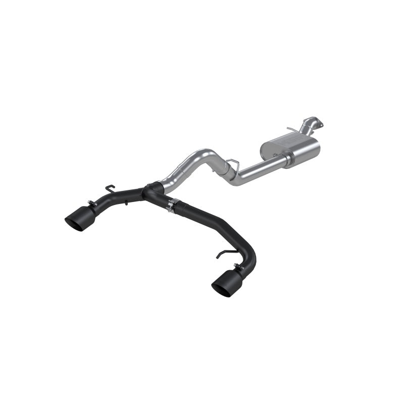 MBRP ARMOR BLK Series 3-inch dual split rear exit cat-back exhaust system with black powder-coated tips.