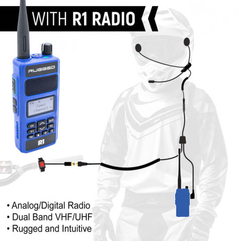 Rugged Radios CONNECT BT2 Bluetooth Moto Kit with R1 Handheld Radio