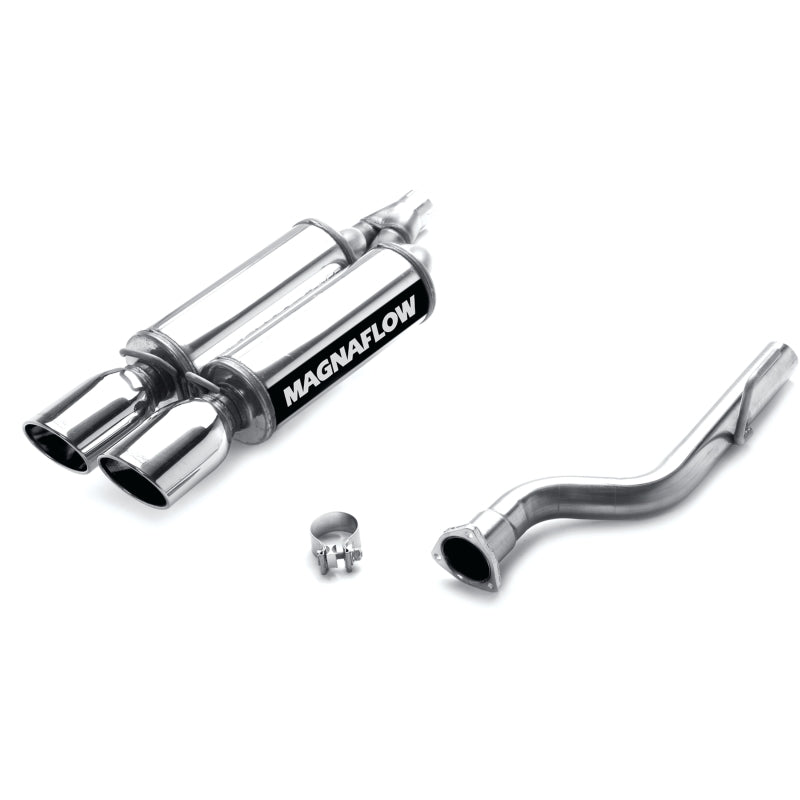 MagnaFlow 16633 Street Series cat-back exhaust system with dual center-exit polished tips for 3.2L Chrysler Crossfire.