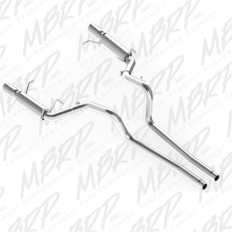 MBRP Armor Lite 3-inch aluminized steel cat-back exhaust system with dual split rear exits and stainless steel tips.