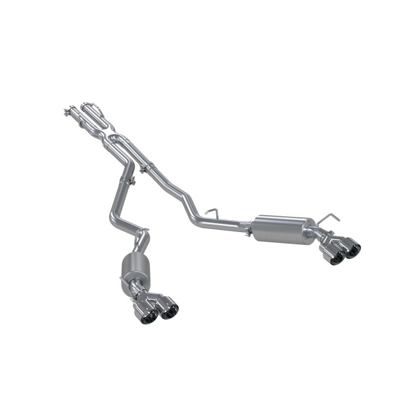 MBRP Armor Lite 2.5 inch aluminized steel dual rear exit exhaust system with quad tips and mandrel-bent tubing.