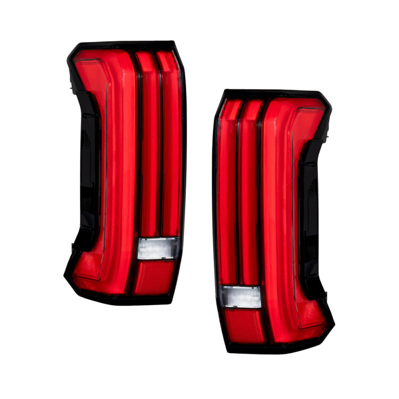 Rear view of Form Lighting red lens LED tail light assemblies for 2022-2025 Toyota Tundra.