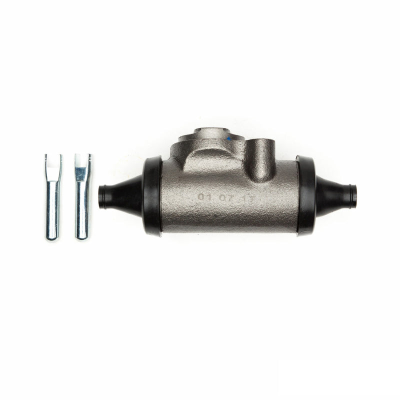 Rear brake wheel cylinder with rubber dust boots and bleeder screw for drum brake systems