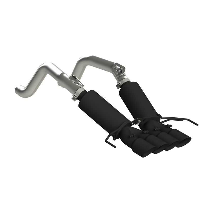 MBRP ARMOR BLK 3-inch dual cat-back exhaust system with quad 4-inch black powder-coated dual wall tips