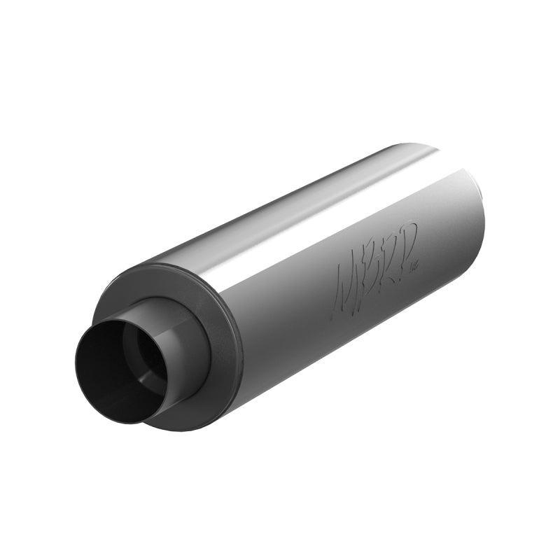MBRP Installer Series 5-inch ID inlet and outlet universal round muffler with aluminized finish