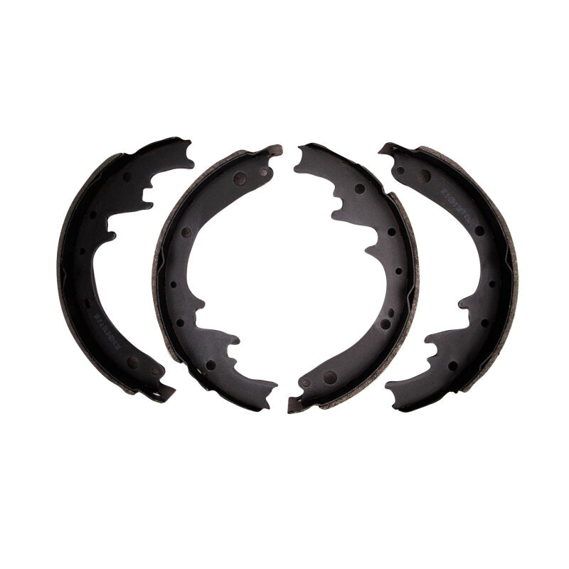 DFC Premium Service semi-metallic brake shoes with black anti-rust coated carbon steel backings