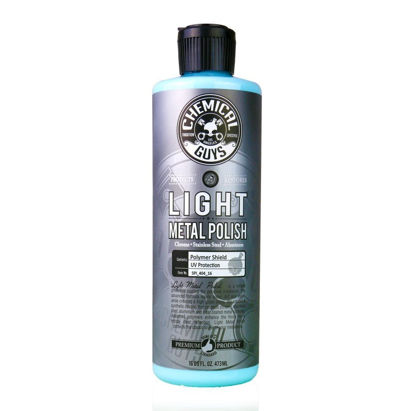 16oz bottle of Chemical Guys Light Metal Polish for automotive chrome, aluminum, and stainless steel trim.