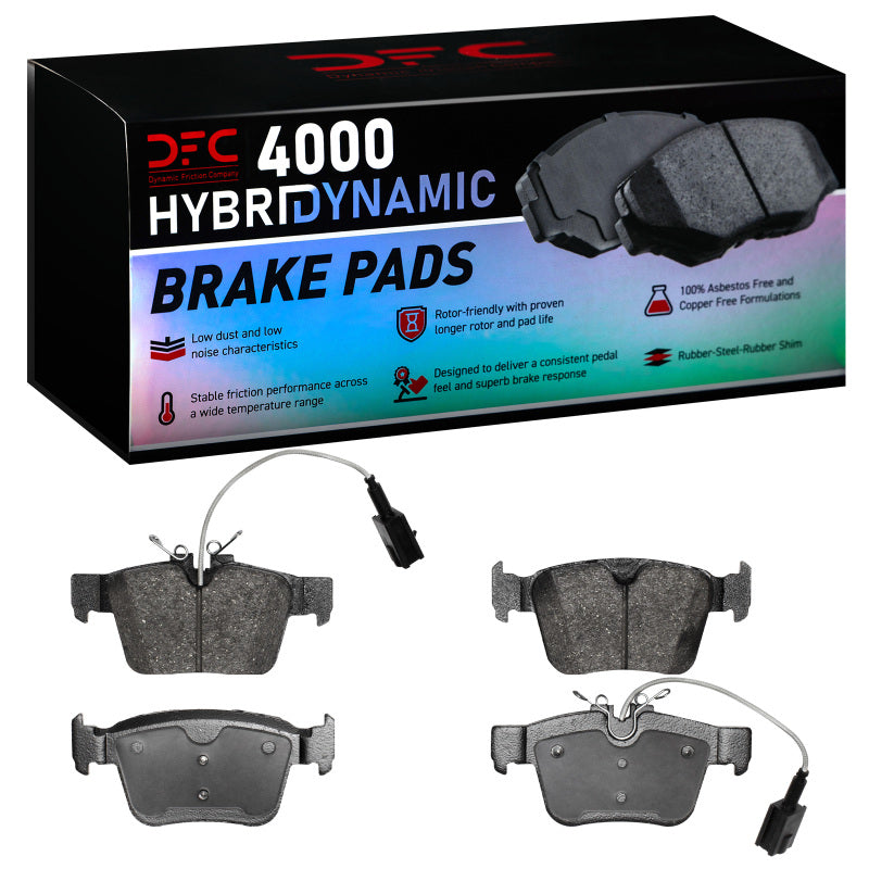 DFC 4000 HybriDynamic rear brake pad set featuring low-dust friction material for 2017-2025 Alfa Romeo vehicles.